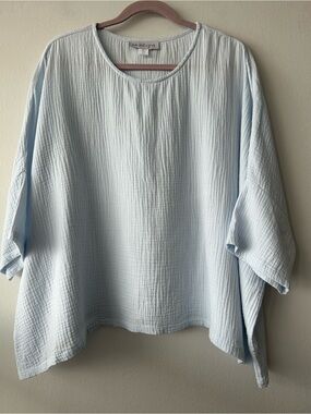 Maurie + Eve Light Blue Cotton Gauze Boxy Top